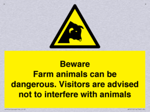 Beware Farm animals can be dangerous. Visitors are advised not to interfere with animals